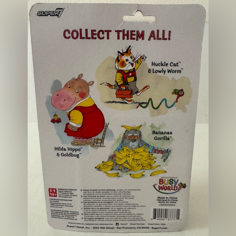 Super7 Richard Scarry's Busy World Huckle Cat & Lowly Worm ReAction Figure - Picture 4 of 9